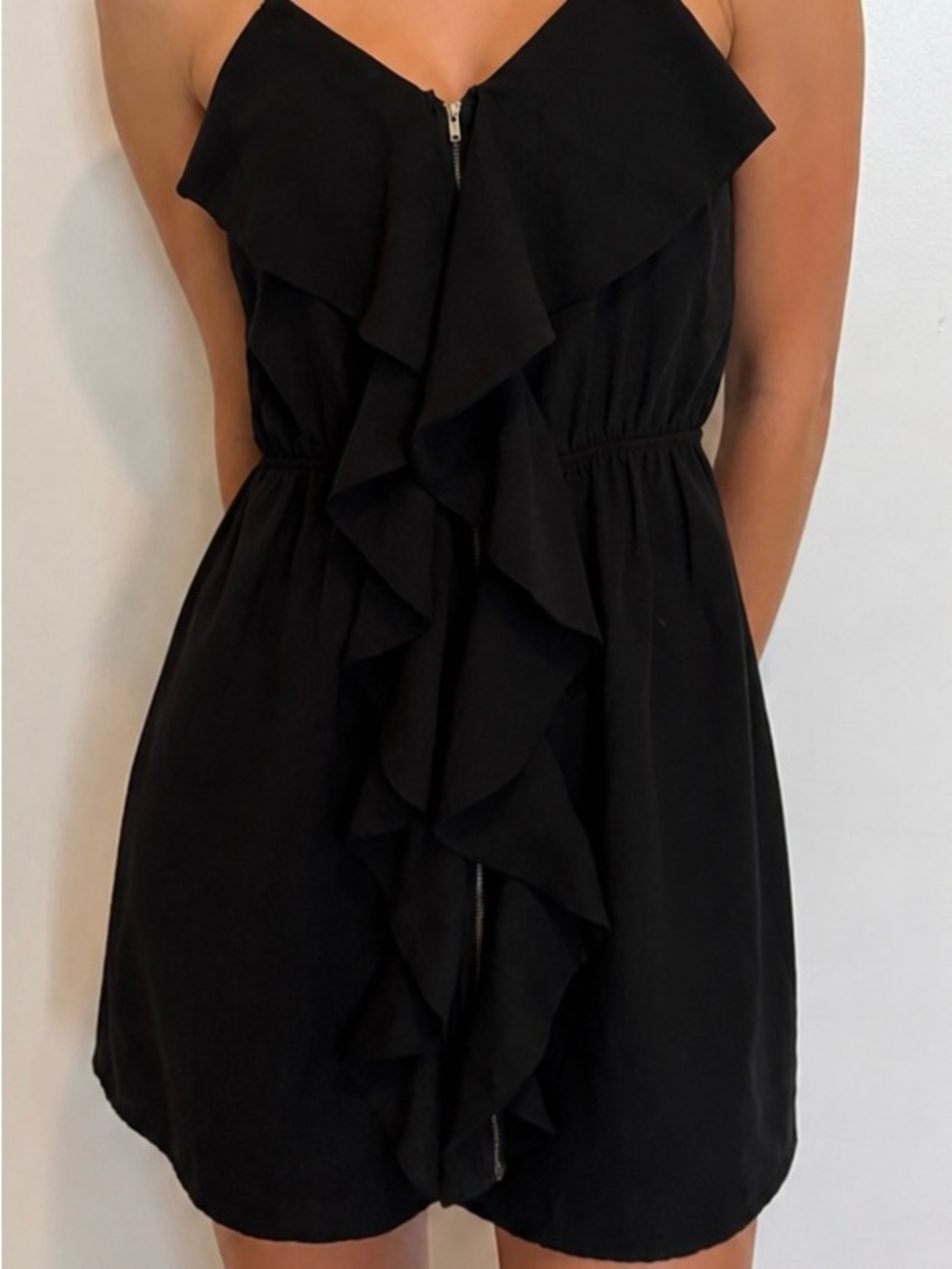 Eclipse Black Ruffle-Front Mini Dress